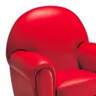 Lounge Armchair Covered in Leather with Wooden Feet Made in Italy - Pegolo Viadurini