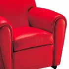 Lounge Armchair Covered in Leather with Wooden Feet Made in Italy - Pegolo Viadurini