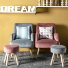 Lounge Armchair in Wood and Velvet Effect Scandinavian Design - Cinzio Viadurini