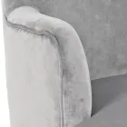 Lounge Armchair in Wood and Velvet Effect Scandinavian Design - Cinzio Viadurini