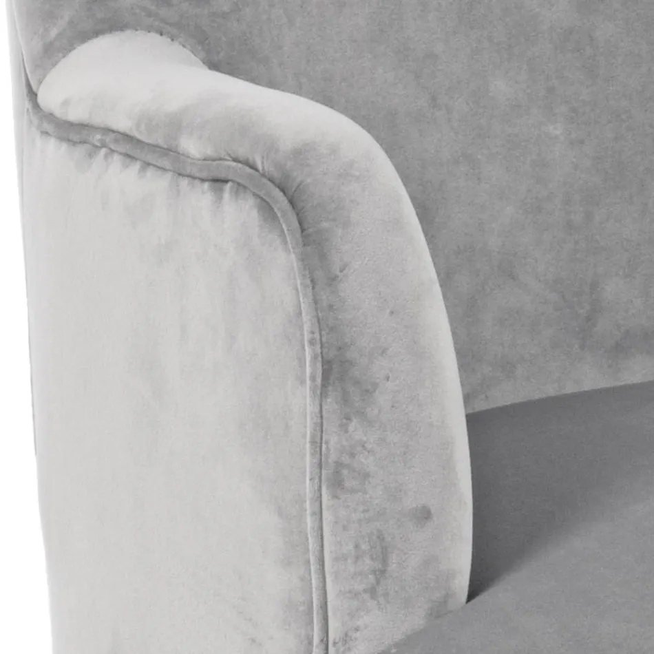 Lounge Armchair in Wood and Velvet Effect Scandinavian Design - Cinzio Viadurini