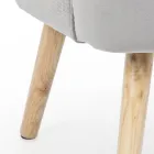 Lounge Armchair in Wood and Velvet Effect Scandinavian Design - Cinzio Viadurini