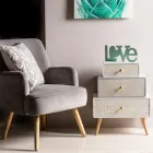 Lounge Armchair in Wood and Velvet Effect Scandinavian Design - Cinzio Viadurini