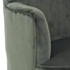 Lounge Armchair in Wood and Velvet Effect Scandinavian Design - Cinzio Viadurini