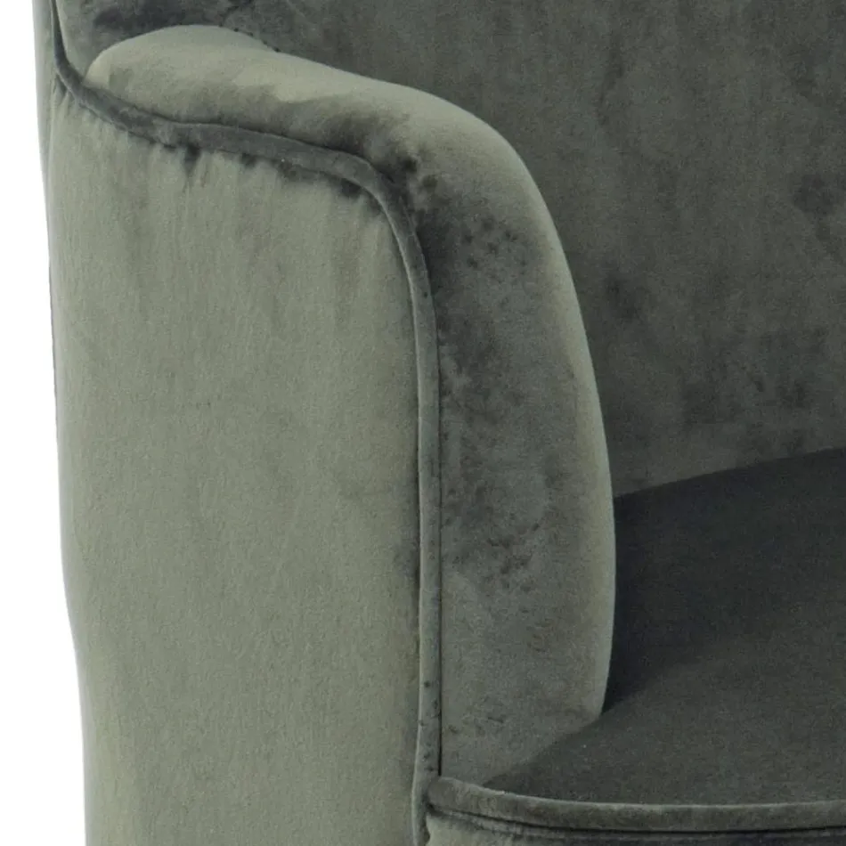 Lounge Armchair in Wood and Velvet Effect Scandinavian Design - Cinzio Viadurini