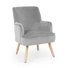 Lounge Armchair in Wood and Velvet Effect Scandinavian Design - Cinzio Viadurini