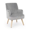 Lounge Armchair in Wood and Velvet Effect Scandinavian Design - Cinzio