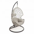 Suspended Outdoor Armchair in Woven Rope with Steel Base - Soy