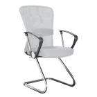 Sled Office Chair Steel and Mesh Fabric Armrests 2 Pcs - Bicebeo Viadurini