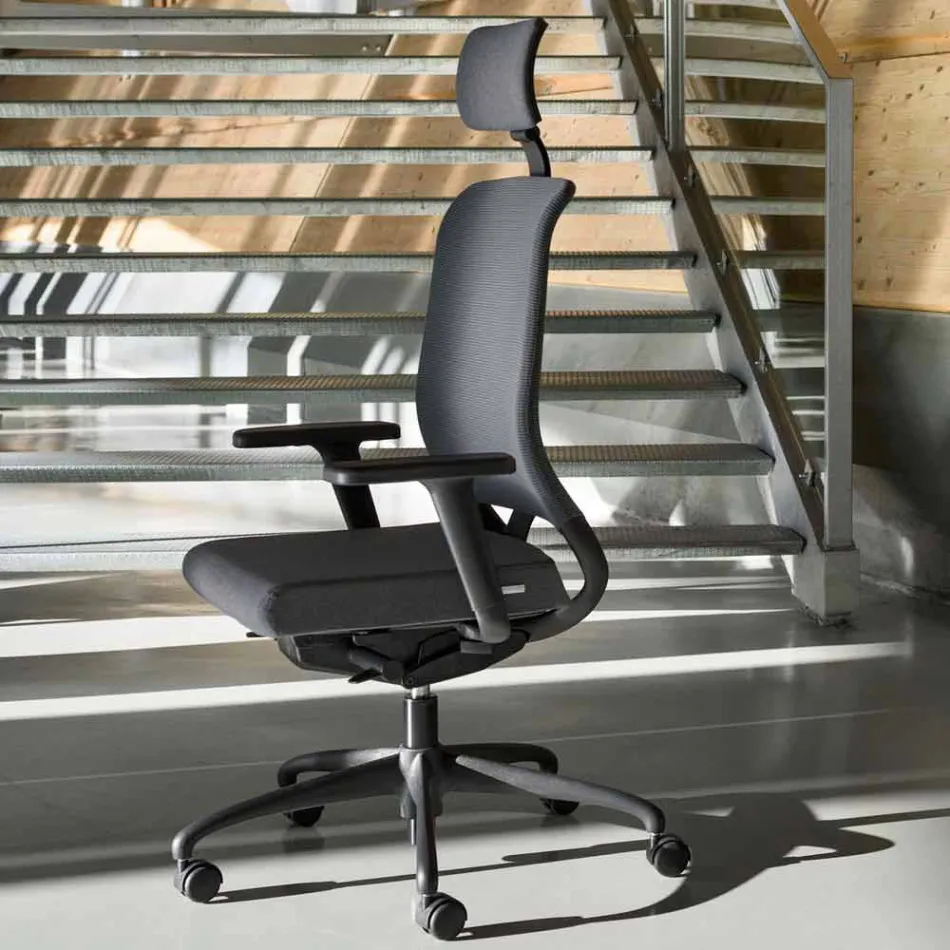 Ecological Swivel Ergonomic Design Office Armchair with Headrest - Meliva Viadurini