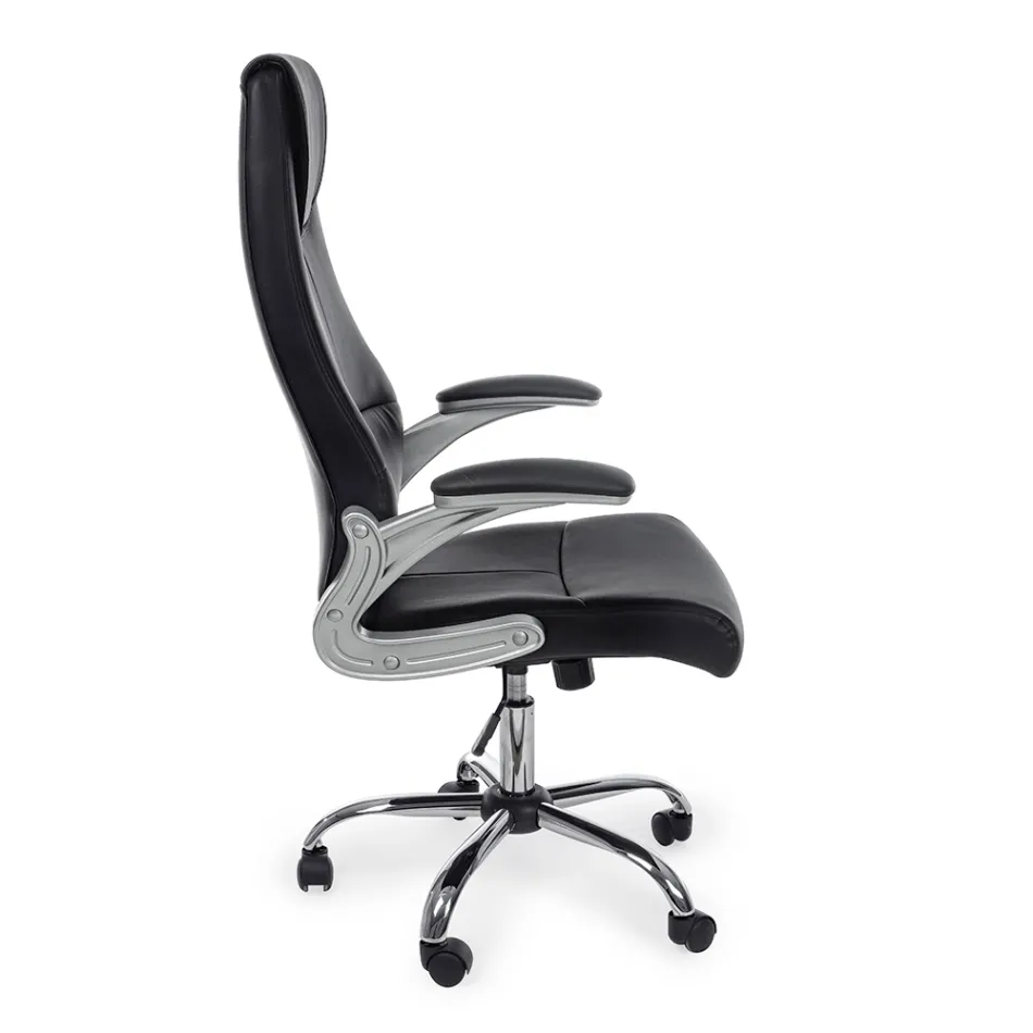 Ergonomic Office Chair Steel and Black or Brown Leatherette - Matilda Viadurini