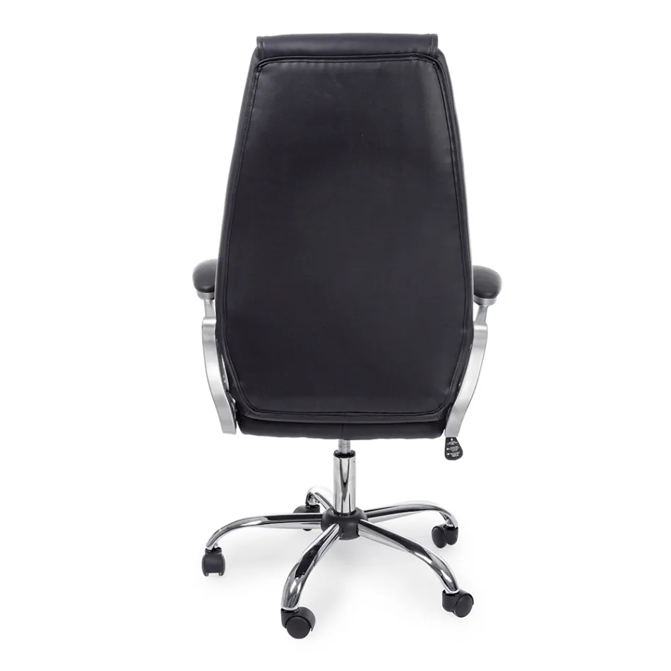 Ergonomic Office Chair Steel and Black or Brown Leatherette - Matilda Viadurini