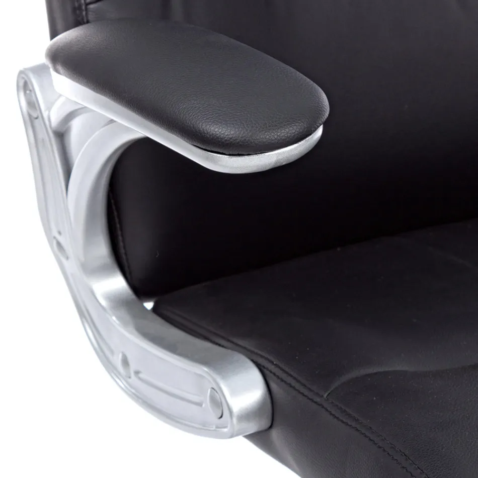 Ergonomic Office Chair Steel and Black or Brown Leatherette - Matilda Viadurini