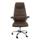 Ergonomic Office Chair Steel and Black or Brown Leatherette - Matilda Viadurini