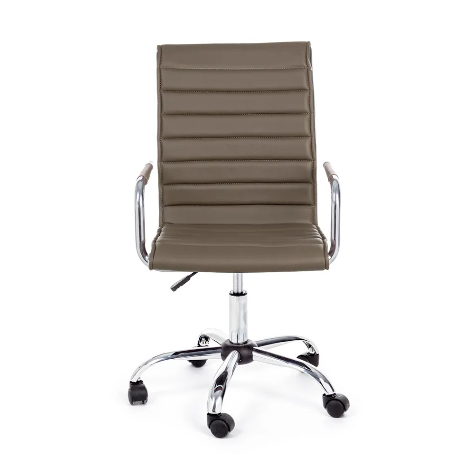 Ergonomic Office Armchair with Steel and Imitation Leather Armrests - Mantica Viadurini