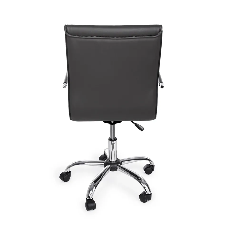 Ergonomic Office Armchair with Steel and Imitation Leather Armrests - Mantica Viadurini