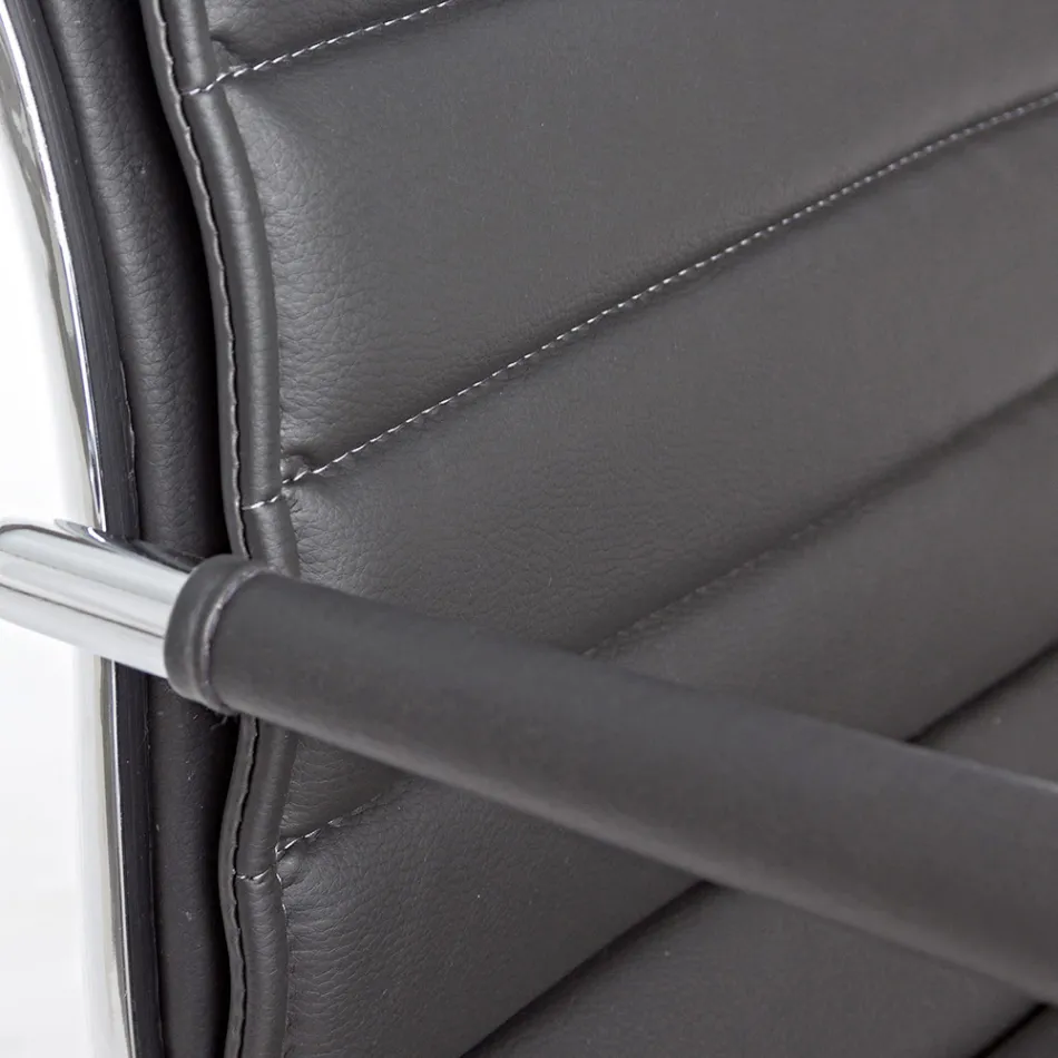 Ergonomic Office Armchair with Steel and Imitation Leather Armrests - Mantica Viadurini
