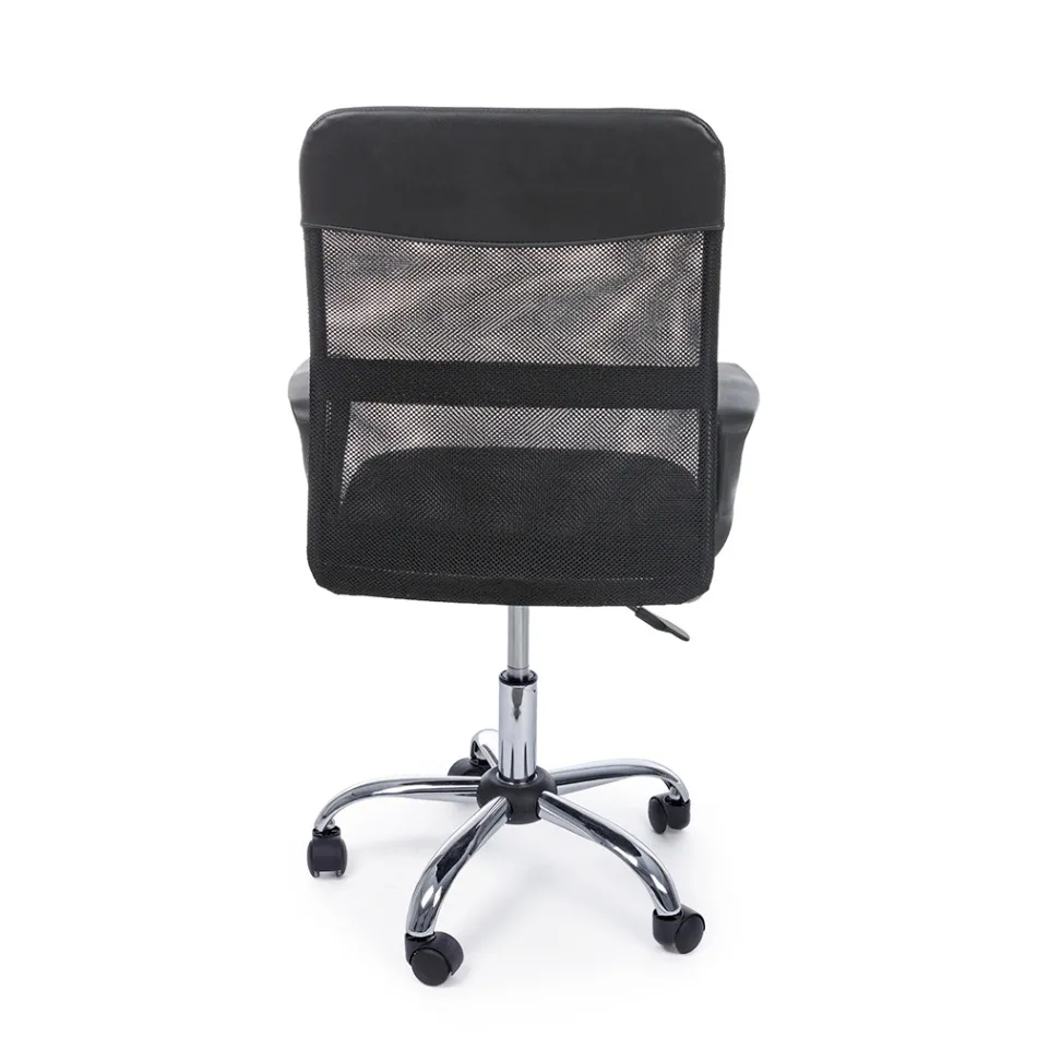 Swivel Office Chair Steel and Polyester Mesh with Armrests - Amuni Viadurini