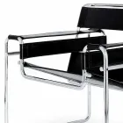 Leather Office Armchair with Chromed Steel Structure Made in Italy - Cefeo Viadurini
