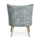 Vintage Wooden Armchair with Rattan and Polyester Armrests - Ludovica Viadurini