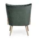 Vintage Wooden Armchair with Rattan and Polyester Armrests - Ludovica Viadurini