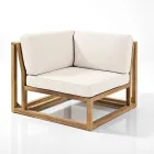 Outdoor Corner Chair in Natural Teak and Cushions - Circe Viadurini