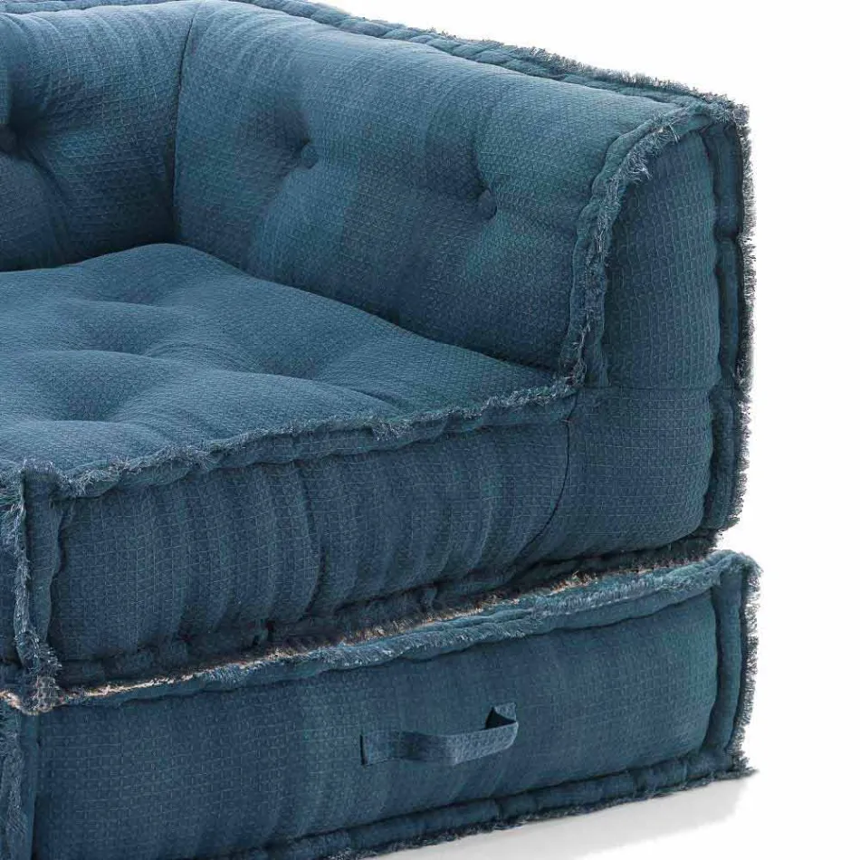 Corner Chaise Longue armchair in Grey, Green or Blue Cotton - Fibre Viadurini