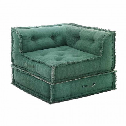 Corner Chaise Longue armchair in Grey, Green or Blue Cotton - Fibre Viadurini