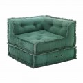 Corner Chaise Longue armchair in Grey, Green or Blue Cotton - Fibre