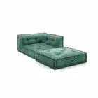Corner Chaise Longue armchair in Grey, Green or Blue Cotton - Fibre Viadurini