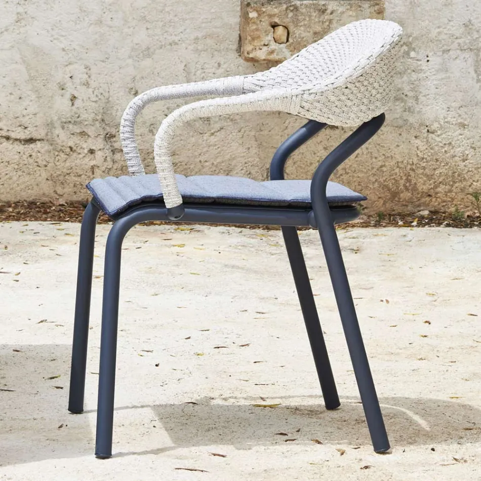 Outdoor Armchair with Seat Cushion Made in Italy - Noss by Varaschin Viadurini
