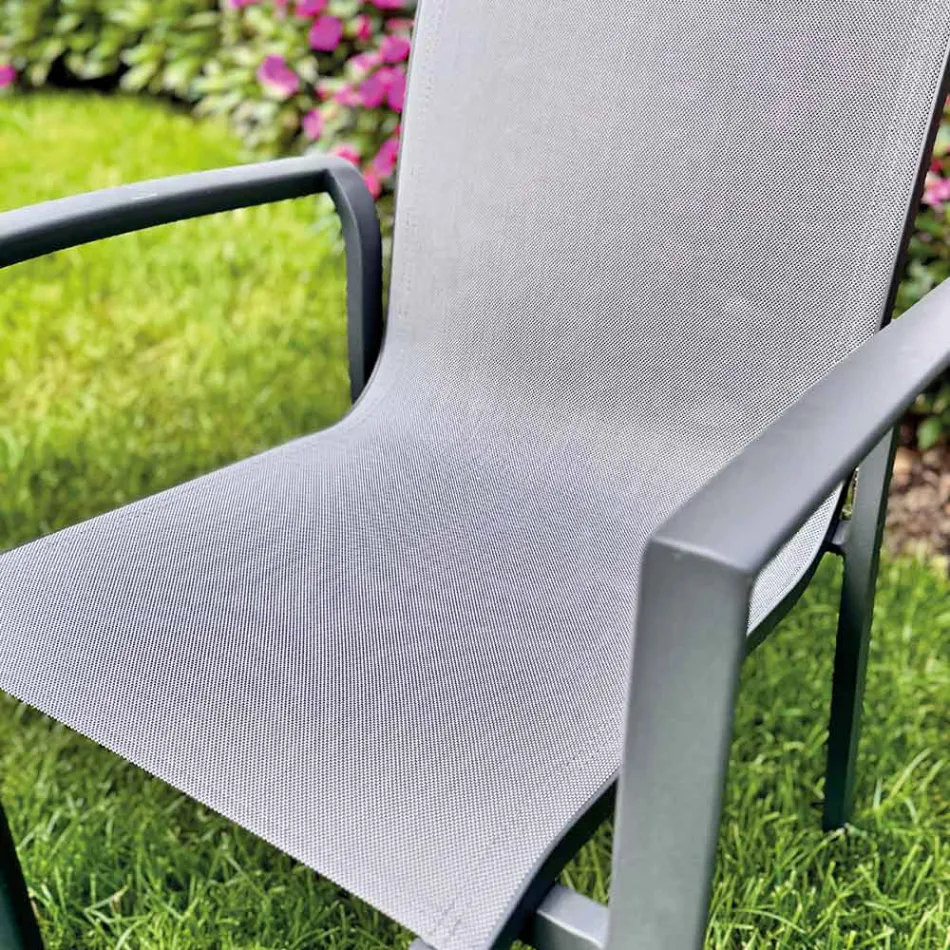 Stackable Outdoor Chair in Aluminium and Textilene - Mira Viadurini