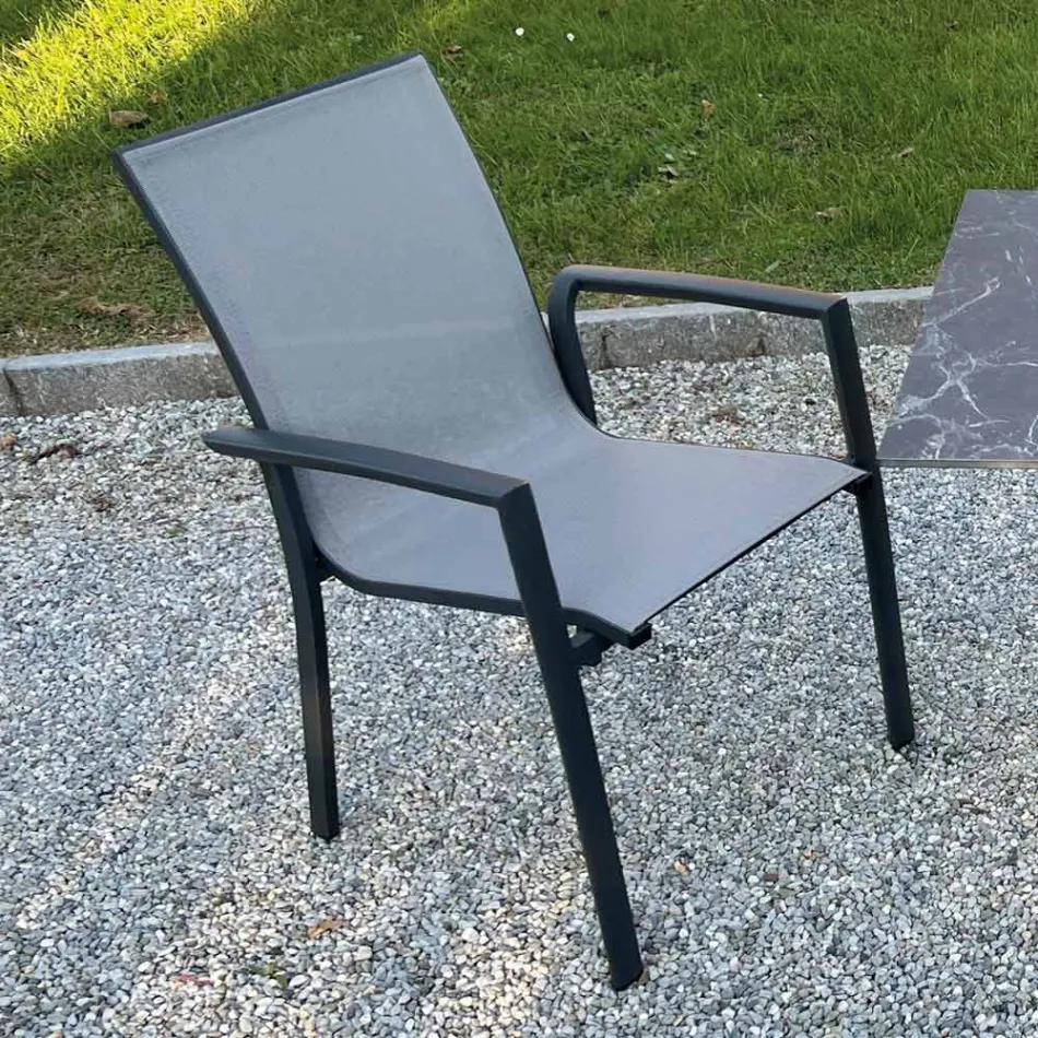 Stackable Outdoor Chair in Aluminium and Textilene - Mira Viadurini