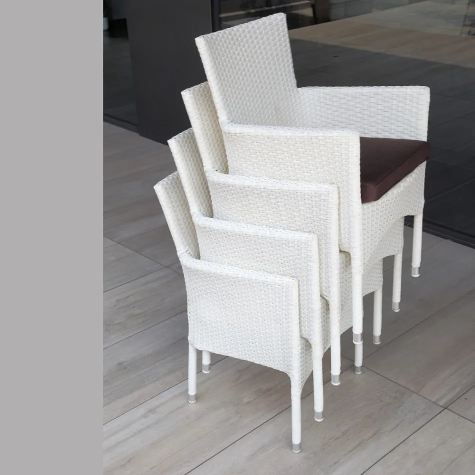 Stackable Outdoor Chair in Wicker Covered Aluminium - Bruma Viadurini