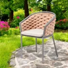 Outdoor armchair in aluminium and hand-woven Olefil fabric - Reda Viadurini