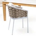 Outdoor armchair in aluminium and hand-woven Olefil fabric - Reda Viadurini
