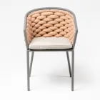 Outdoor armchair in aluminium and hand-woven Olefil fabric - Reda Viadurini