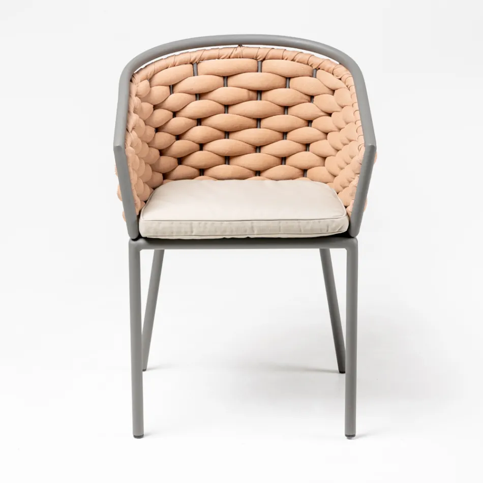 Outdoor armchair in aluminium and hand-woven Olefil fabric - Reda Viadurini