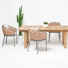 Outdoor armchair in aluminium and hand-woven Olefil fabric - Reda Viadurini