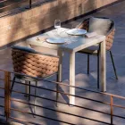 Outdoor armchair in aluminium and hand-woven Olefil fabric - Reda Viadurini