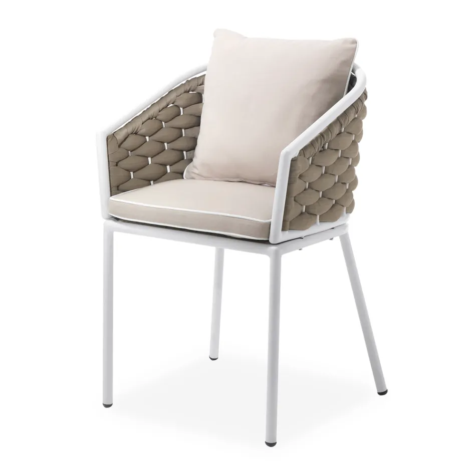 Outdoor armchair in aluminium and hand-woven Olefil fabric - Reda Viadurini
