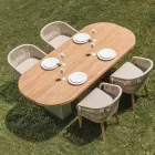 Outdoor Armchair in Teak and Polyethylene Weaving - Jhon Viadurini