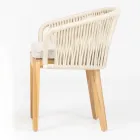 Outdoor Chair in Teak and Polyethylene Weave with Cushion - Jhon Viadurini