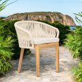 Outdoor Armchair in Teak and Polyethylene Weaving - Jhon