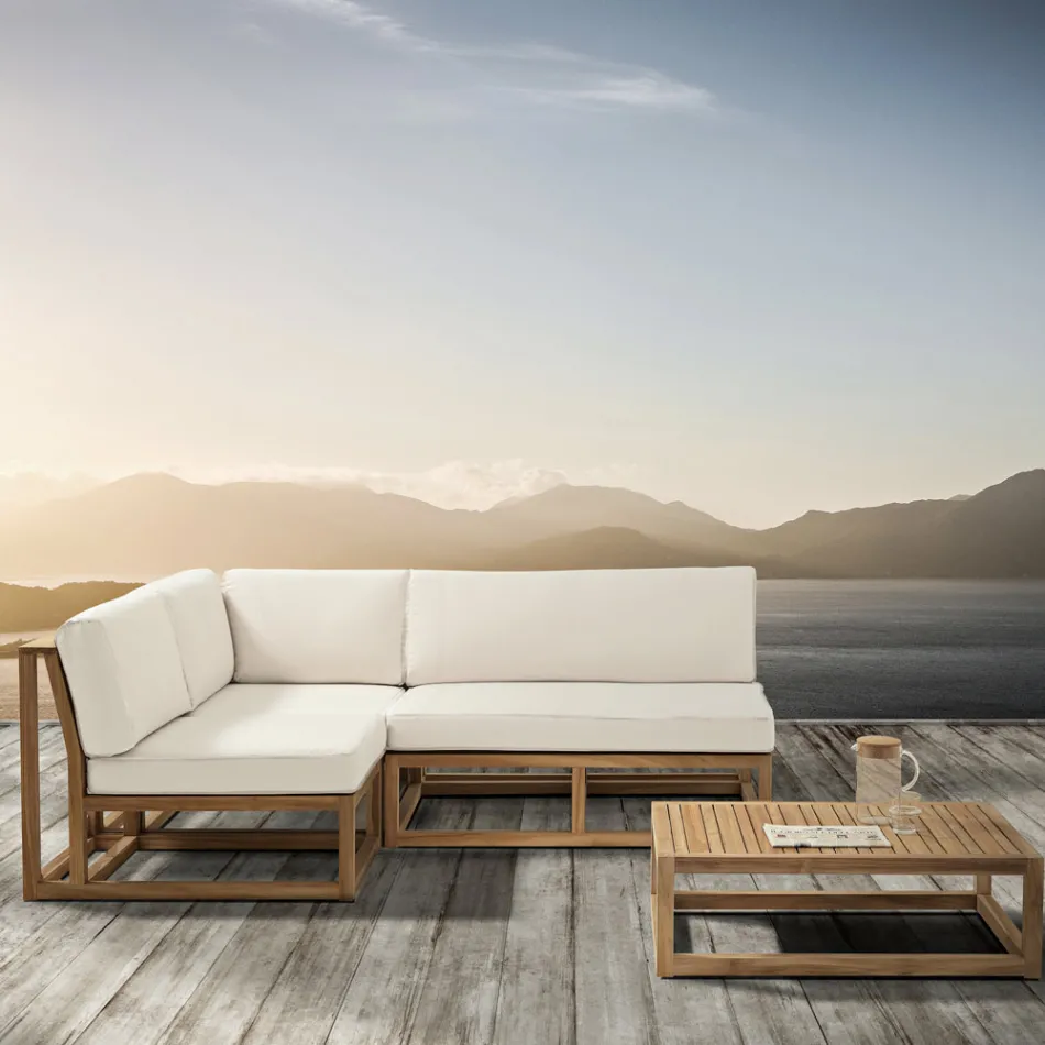 Natural Teak Outdoor Armchair and Cushions - Circe Viadurini