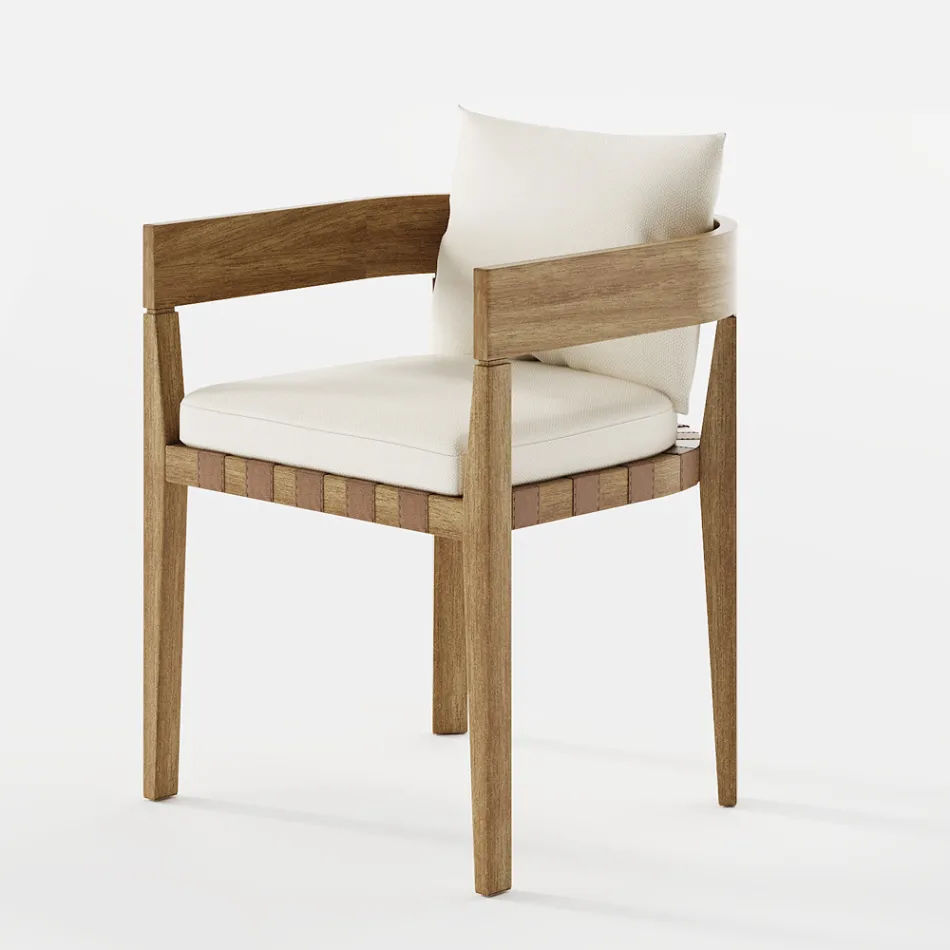 Outdoor Armchair in Fabric and Wooden Frame Made in Italy - Briga Viadurini