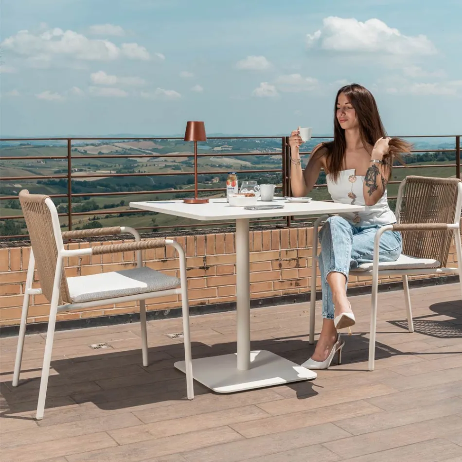 Outdoor Armchair Made of Beige Aluminium and Terra Rope - Luxe Viadurini