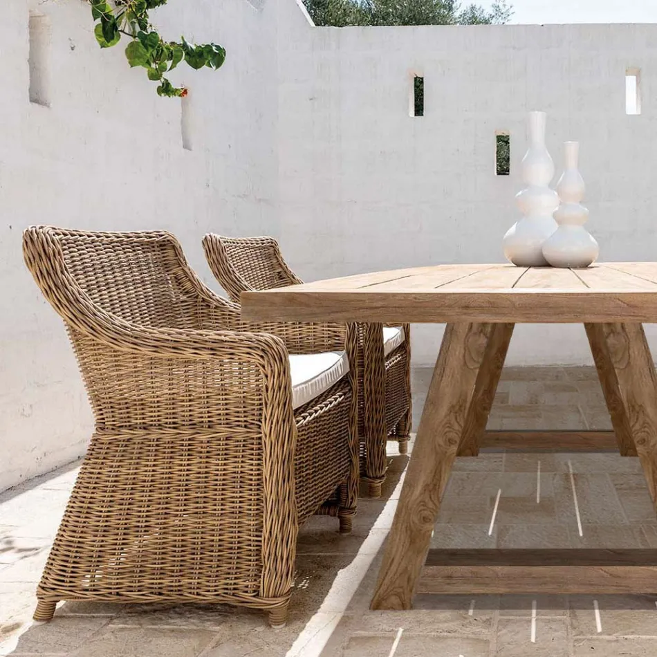 Garden armchair in synthetic fibre weaving Made in Italy - Tillie Viadurini