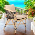 Garden Armchair in Natural Rattan with Cushions Included - Catelyn