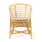 Garden Armchair in Natural Rattan, Cushion Included, - Torvi Viadurini